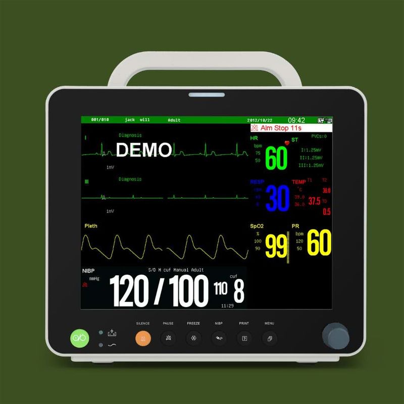 Màn hình TFT màu 12,1 '' Màn hình bệnh nhân thú y đa thông số với ECG